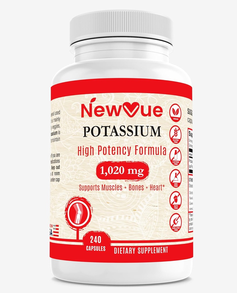 Nouveau Supplément Potassium Vue, 1020 mg,120 portions, 240 capsules
