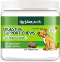 Herbion Animaux de compagnie Soutien digestif Chews avec des probiotiques et des enzymes, 120 Chews doux, avec des enzymes digestives quotidiennes, pour une meilleure santé Gut, minimum 2 Million UFC, Fabriqué aux États-Unis pour chiens 12 semaines+, Pack 1