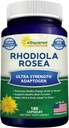 aSquared Nutrition Supplément Rhodiola Rosea 1000mg - 180 Capsules Vegan - Max Strength Pinces d'extrait de racine Rhodiola améliorent l'énergie pure, la fonction cérébrale et le soulagement du stress - comprimés de poudre d'herbe de racine dorée