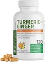 Bronson Turmeric + Ginger Extra Strength Joint Health & Digestion Support avec BioPerine, Non-OGM, 120 Capsules végétariennes