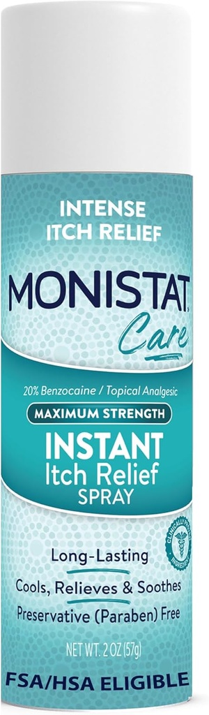 Monistat Démangeaison instantanée pour les femmes, Vaporisateur de soins féminins, pour le démangeaison vaginale intense, 2 Oz