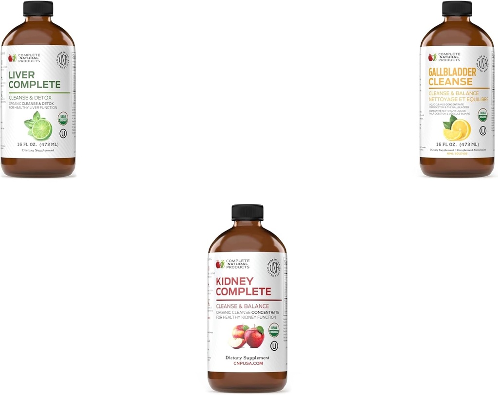 Complete Natural Products Liver Complete 16oz, Gallbladder Complete 16oz & Kidney Complete 16oz Bundle