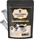 Lukaree Café Collagène avec Vitamine B7, B9, Poudre de Peptide de Collagène Instantané avec Résératrol, Vitamine C, Carnosine pour les cheveux, la peau, les ongles, les os