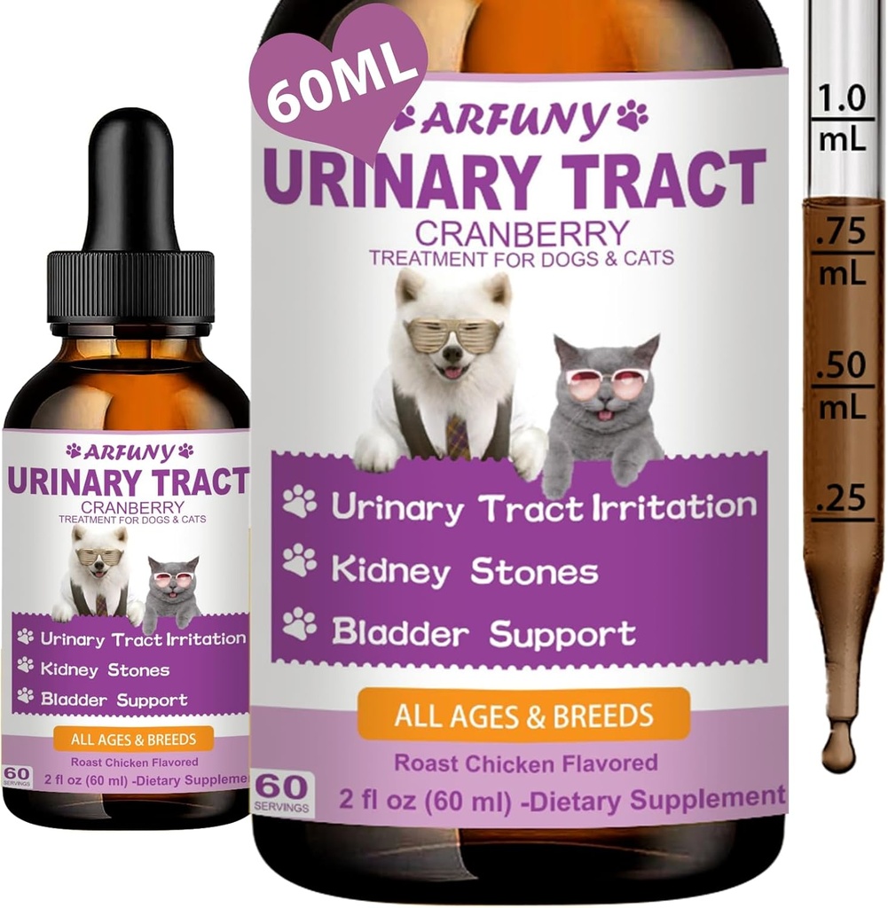 Traitement de l'infection urinaire du chat et du chien - Support Bladder, rein et incontinence - Supplément de canneberge pour chats et chiens - Supplément de l'ITU pour animaux - Soutien du rein pour animaux - Arôme de poulet rôti