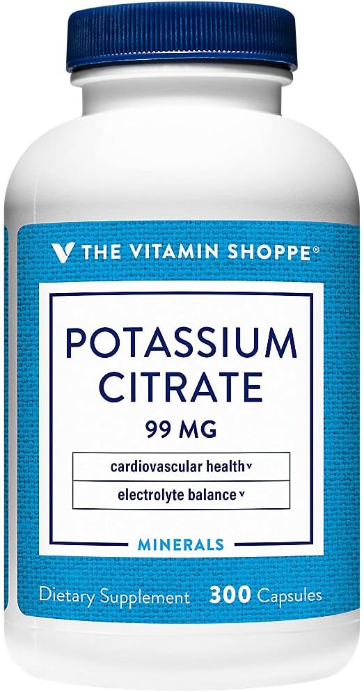 La vitamine Shoppe Citrate de potassium 99MG - soutient la santé cardiovasculaire, favorise la fonction cellulaire, et aide à maintenir l'équilibre électrolytique pour le bien-être général (300 capsules)