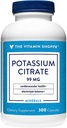 La vitamine Shoppe Citrate de potassium 99MG - soutient la santé cardiovasculaire, favorise la fonction cellulaire, et aide à maintenir l'équilibre électrolytique pour le bien-être général (300 capsules)