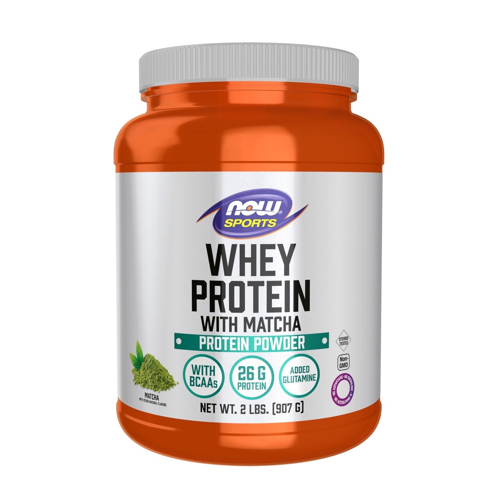 NOW Sports Nutrition, Whey Protein, 24 G avec BCAAs, poudre de Matcha, 2-Pound