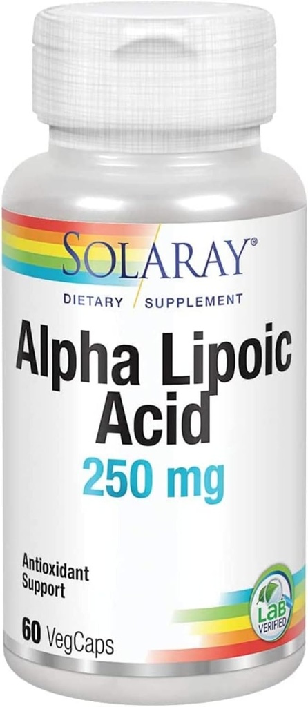 SOLARAY acide alpha lipoïque 250 mg - 60 VegCaps - Activité antioxydante saine et soutien énergétique - non-OGM et végétalien