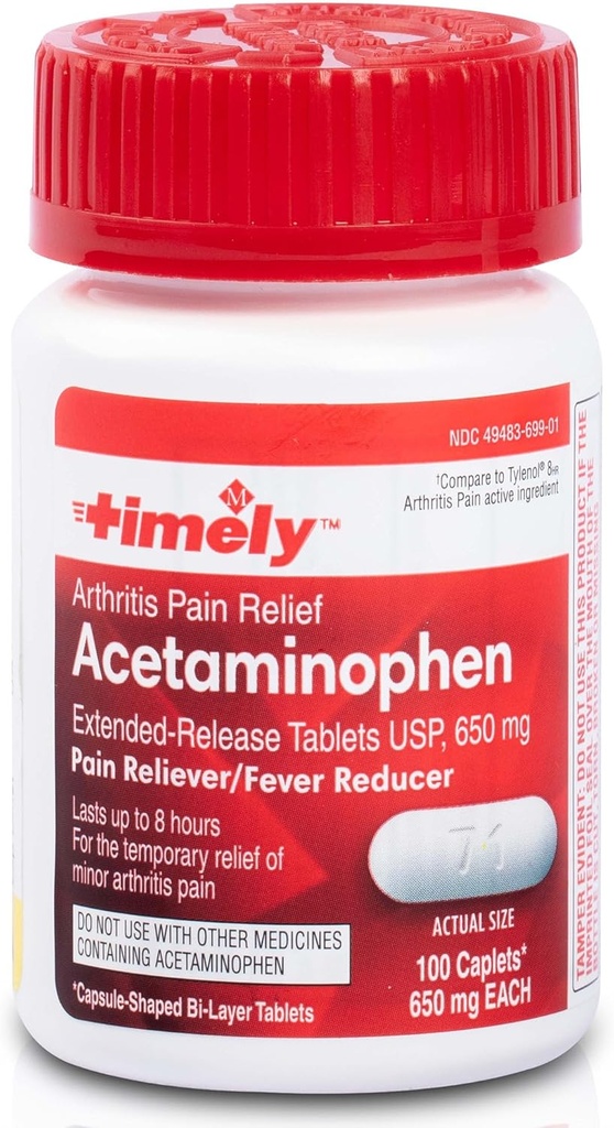 LABS TEMPORAIRE, INC. Délai de libération d'acétaminophène 650 Mg - Réducteur de fièvre, anti-douleur d'arthrite, pilules anti-douleur articulaire - 100 Caplets