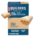 CLIF BUILDERS Protein Bars - Vanilla Almond Flavor - 20g Protéine végétale - Sans gluten - Non-OGM - Faible glycémique - Pas d'édulcorants artificiels - 2,4 oz (12 pack)