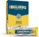 CLIF BUILDERS Protein Bars - Vanilla Almond Flavor - 20g Protéine végétale - Sans gluten - Non-OGM - Faible glycémique - Pas d'édulcorants artificiels - 2,4 oz (12 pack)