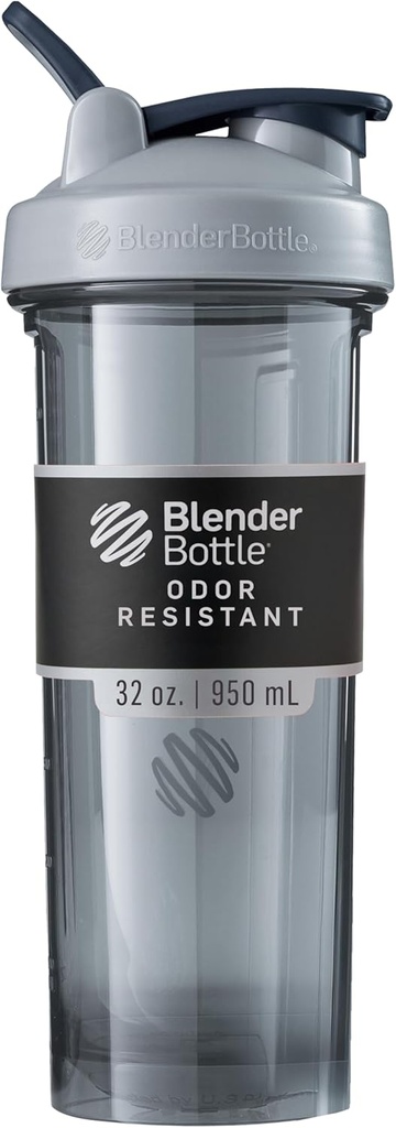 BlenderBottle Shaker Bouteille Pro Série Parfaite pour les shakes protéiques et préentraînement, 32-Ounce, Gris de galets