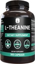 Ingrédients originaux purs L-Theanine (365 Capsules) Acid Amino, Pas de Magnésium ou de Rice Filler, Lab Vérifié