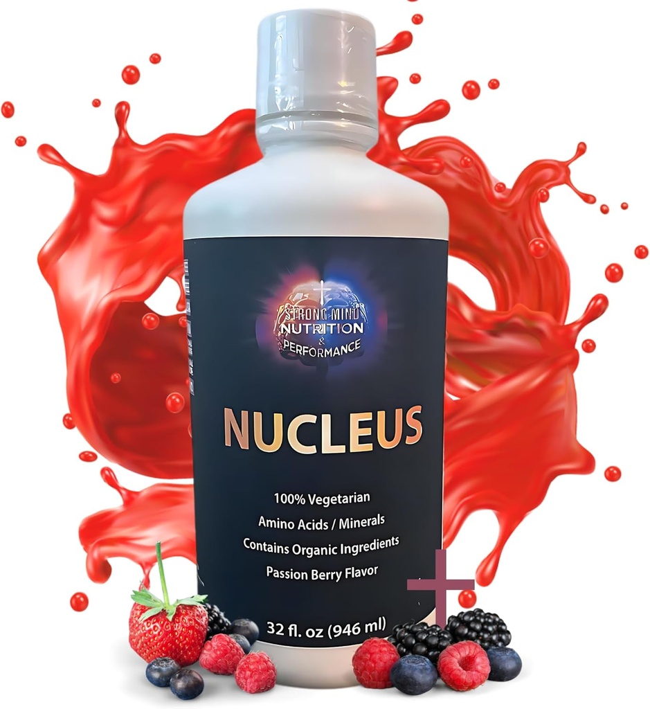 Vitamines liquides du nucléus - boisson nutritive multivitamine pour les hommes et les femmes, sans sucre et sans gluten, supplément de multivitamine végétarienne, sans arômes artificiels ou édulcorants - 32 oz (arôme de baie de passion)