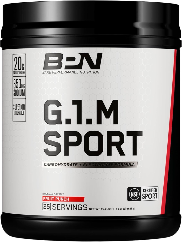 BARE PERFORMANCE NUTRITION, BPN G.1.M Go One More Sport, Endurance Training Fuel, Superior Carbohydrate & Electrolytes Poudre Formule, Réduire la fatigue, Fruit Punch, 25 portions