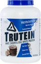 Trutéine à haute teneur en protéines en poudre : 45 % de lactosérum, 45 % de caséine, 10 % d'oeuf blanc mélange de protéines agitées, sans gluten, faible teneur en sodium, faible teneur en protéines de glucides pour les hommes et les femmes, beurre d'arachide au chocolat, 4lb