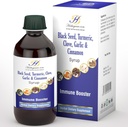 Sirop Immune sans Elderberry pour les enfants et les adultes - Mélange parfait de graines noires biologiques, curcuma, girofle, cannelle et ail - Booster Immune sans Sirop Immune biologique