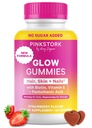 Pink Stork Total Glumies pour les femmes – Cheveux, peau et ongles Vitamine avec biotine, vitamine A, B6, B12, Folate, zinc et plus – Soutien pour la peau radiante, ongles forts et cheveux sains – 60 baies