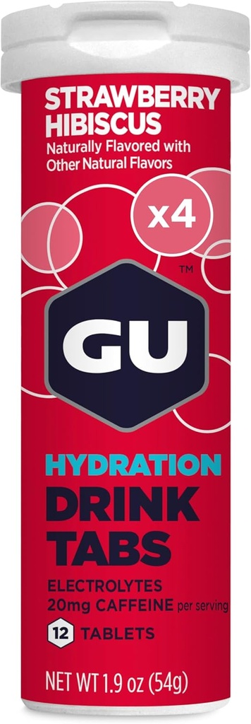 GU Hydratation énergétique Comprimés de boissons électrolytiques, 4-Comte(48 portions), Hibiscus fraise