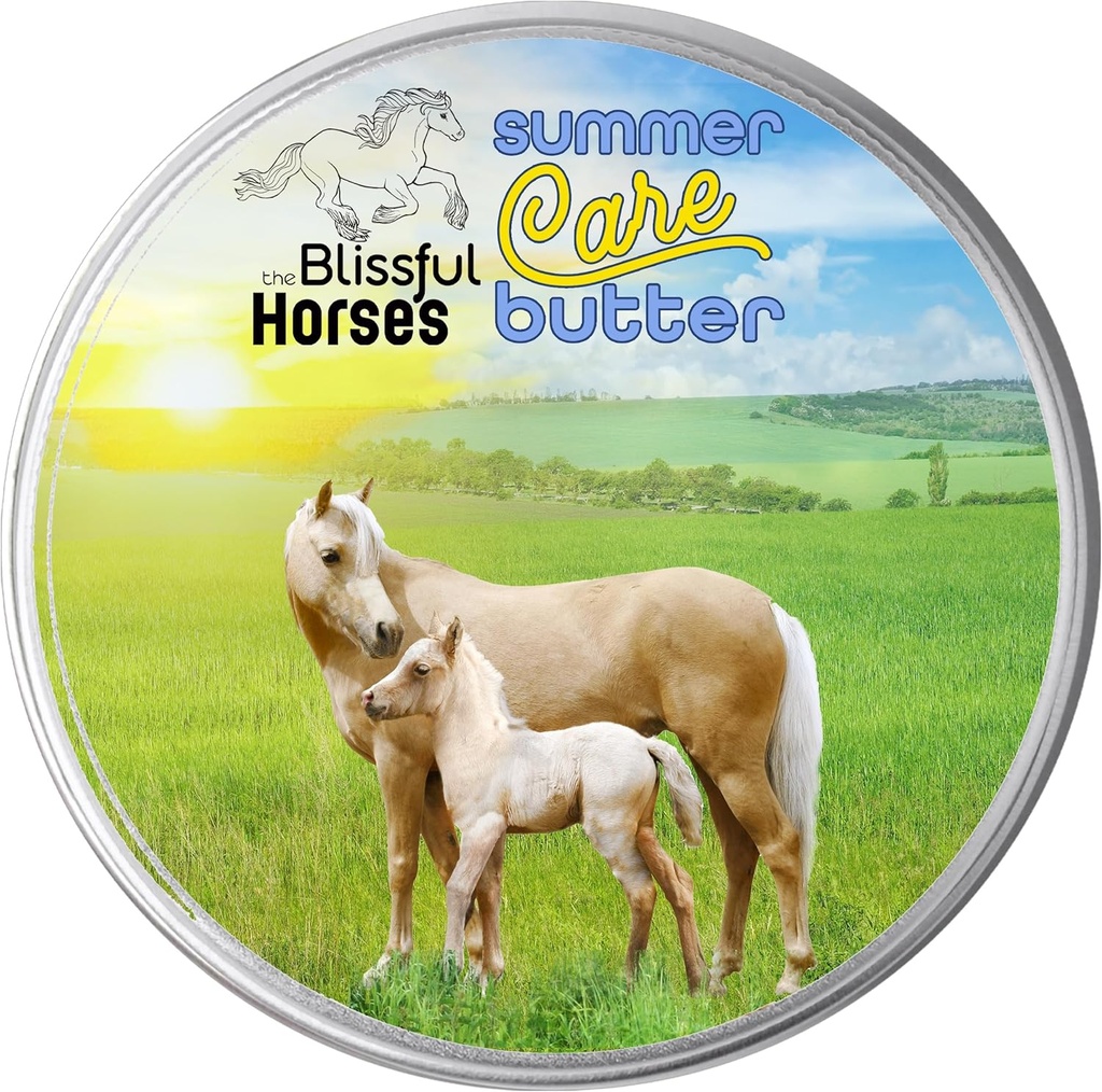 Le Beurre d'Eté des Chevaux Bénéfiques Beurre d'Été, Écran solaire doux Cheval, Solution de bloc solaire Hippique facile à appliquer, L'essentiel du cheval pour la protection du soleil toute la journée, 8 oz.