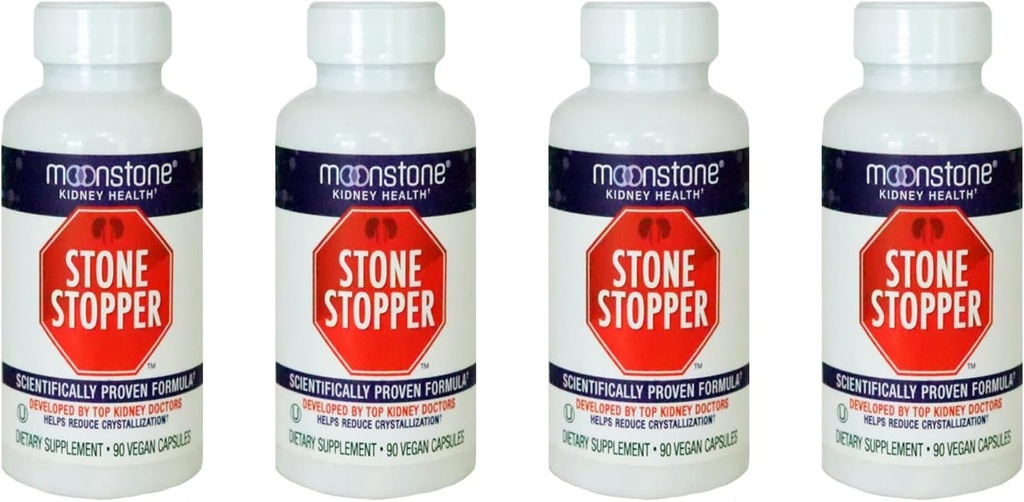 Moonstone Rein Health Stone Stopper Capsules, 4 Pack 90 Capsules par bouteille, 90 Jours d'approvisionnement (360 Nombre)