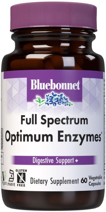 BlueBonnet Enzymes Optimum Plein spectre Capsules végétariennes, 60 Nombre