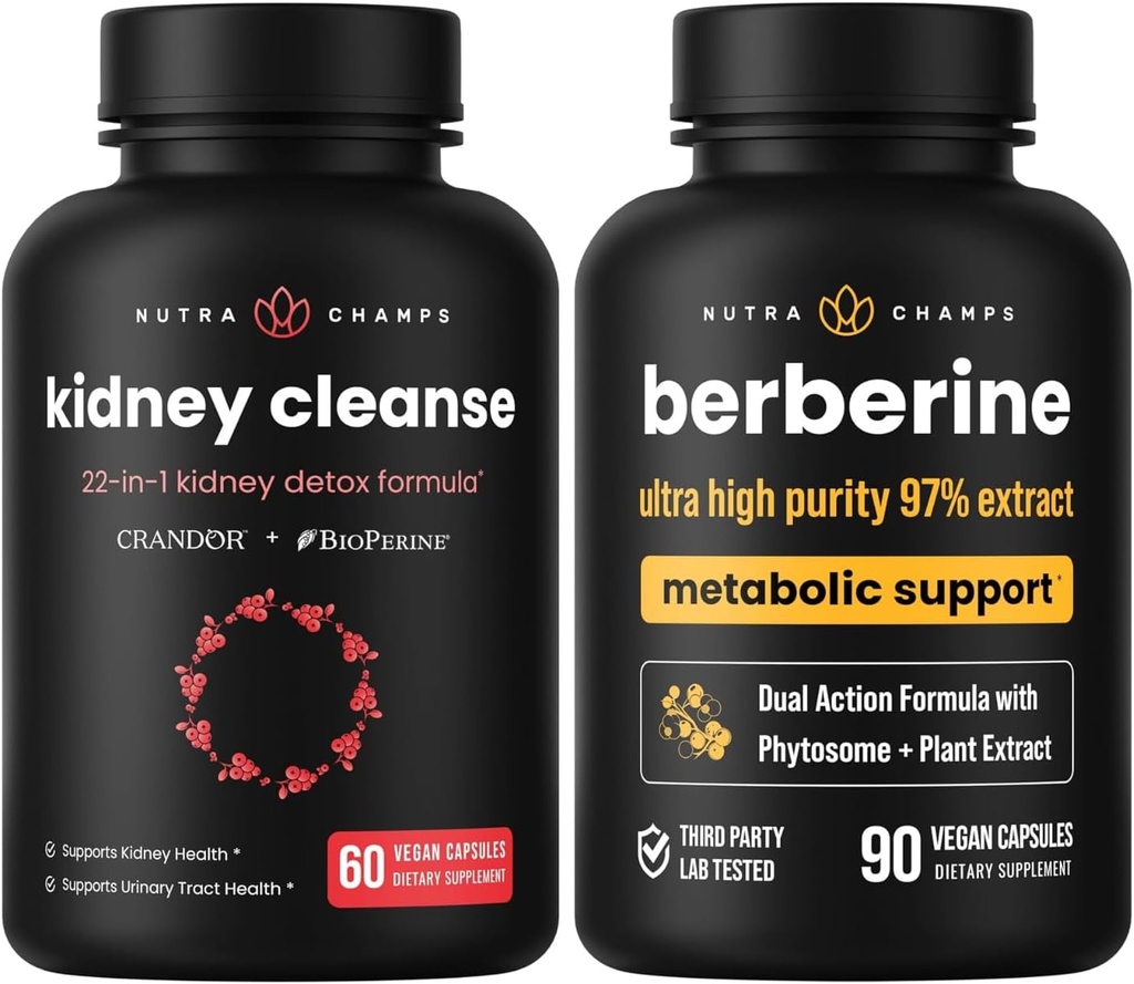 NutraChamps Complete Kidney Health: Berberine & Kidney Cleanse Duo