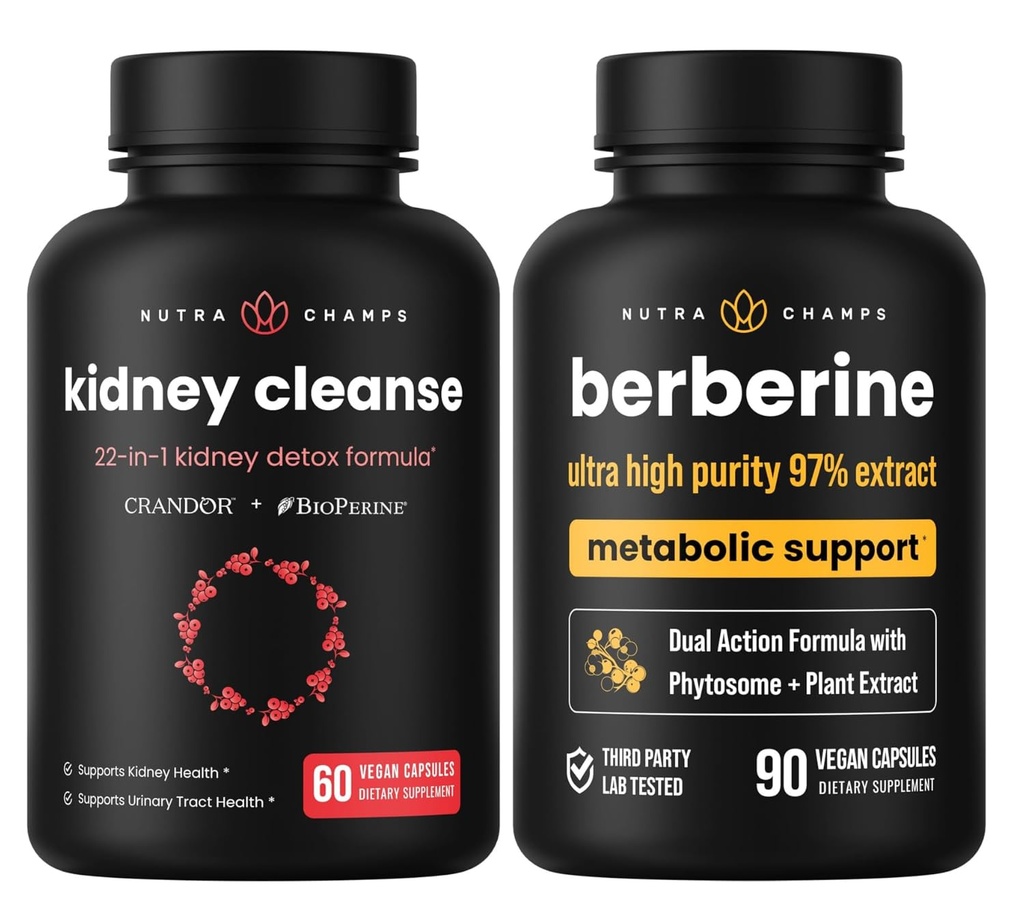 NutraChamps Santé Complète du Rein: Berberine & Nettoyage du Rein Duo