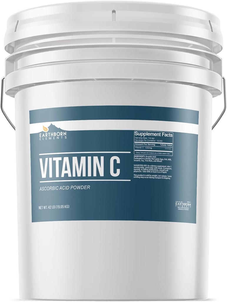 Éléments terriens Poudre de vitamine C (5 Gallon), acide ascorbique, supplément et nettoyant