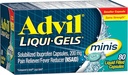 Advil Liqui-Gels Minis analgésique et réducteur de fièvre, médicament pour la douleur pour adultes avec l'ibuprofène 200mg pour soulager la douleur - 80 Capsules remplies de liquide