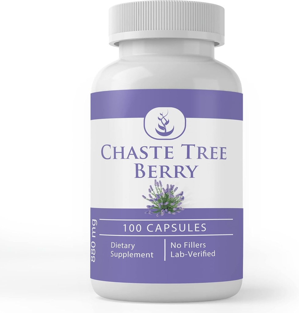 Ingrédients originaux purs Extrait de baies d'arbre chaste, (100 capsules) Toujours pur, sans additifs ou remplissages, laboratoire vérifié