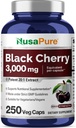 NusaPure Black Cherry Extract 3000mg 250 Capsules de Véggie Max Potence, Non-OGM, Bioperine