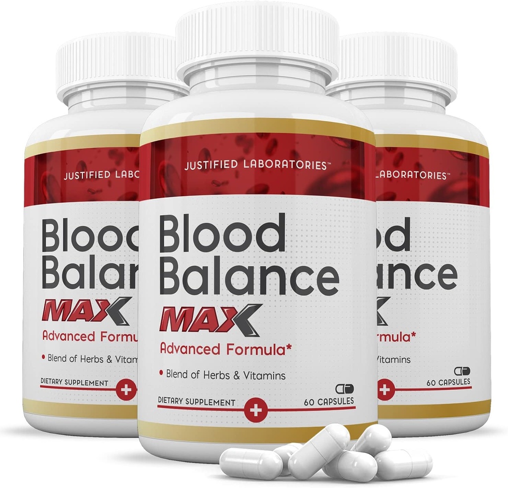 Justified Laboratories (3 Pack Blood Balance Max 1295MG Formula Supplement Pills 180 Capsules