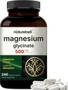 NatureBell Magnésium Glycinate 500mg, 240 Capsules de Véggies