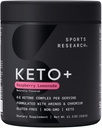 Sports Research Keto Plus Exogenous Ketones with goBHB - 30 Servings | Keto Electrolyte Powder for Hydration, Energy, Focus & Ketosis | Keto Certified, Vegan Friendly (Raspberry Lemonade)