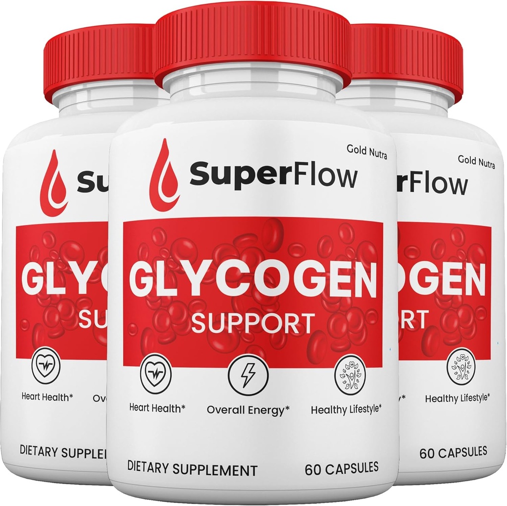 (3 Pack) Capsules de soutien du sang Superflow, pilules SuperFlow Glycogen Tout complément naturel, alimentation de 3 mois.