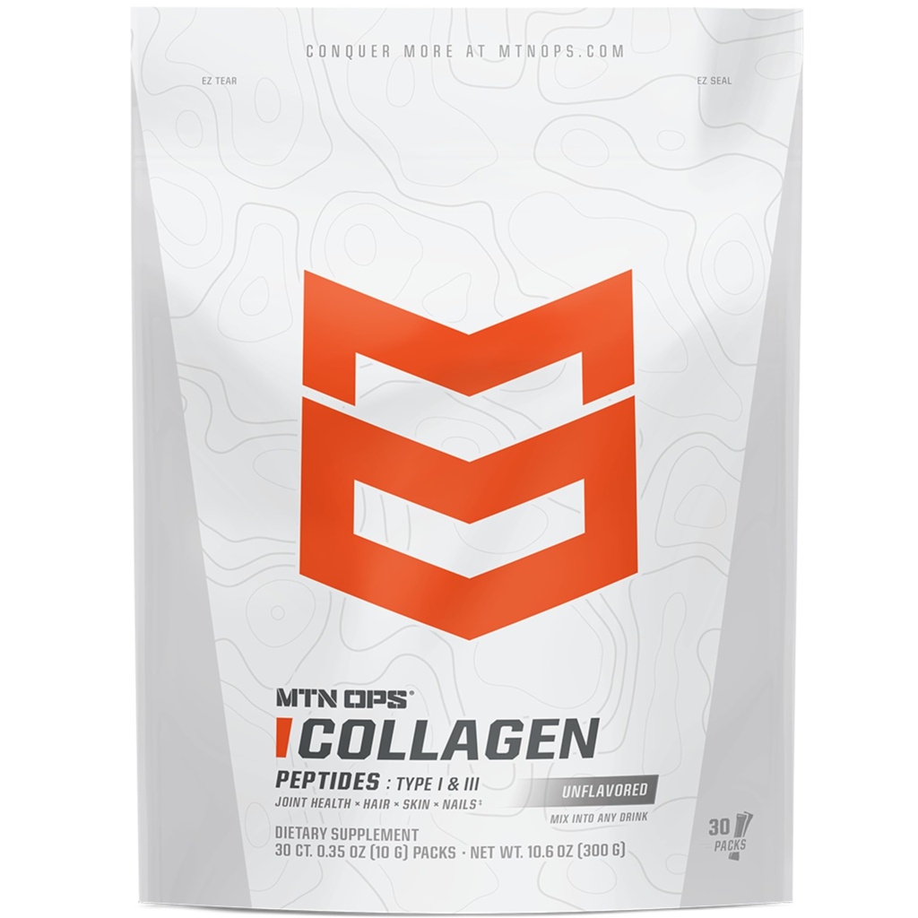 MTN OPS Collagen Protéine en poudre sur le pouce Packs, 30 paquets par sac de protéines non aromatisées, hautement digestibles avec 9g de protéines par portion