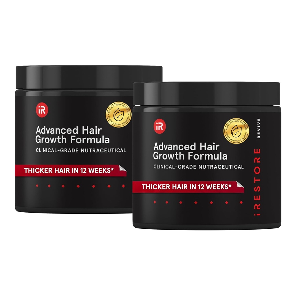 iRestore Advanced Hair Growth Supplement for Women, Vitamines capillaires pour une croissance plus rapide des cheveux, le meilleur pour la perte de cheveux et la minceur - 1 mois d'approvisionnement Chacun - 1 Compte (paquet de 2) - Noir