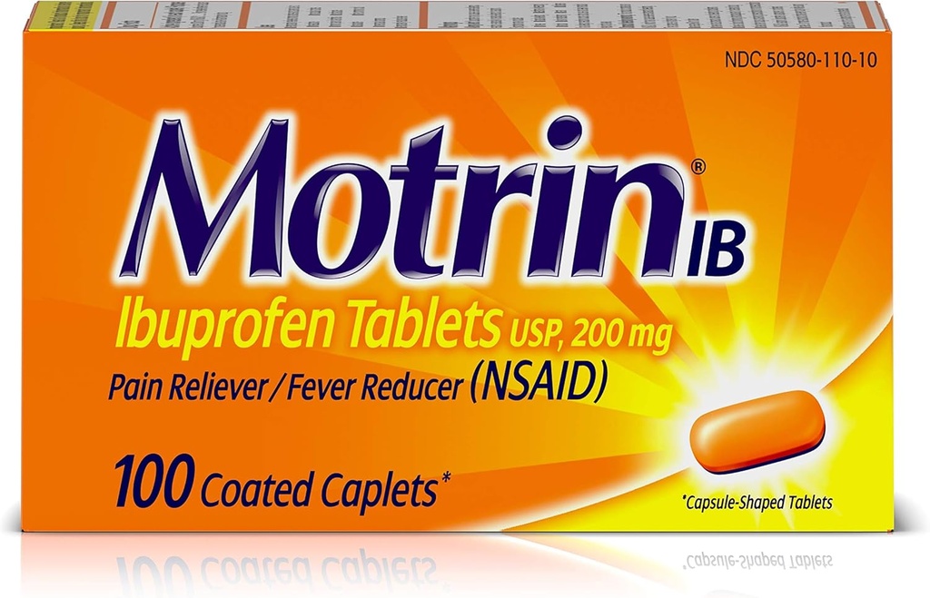Motrin IB analgésique réducteur de fièvre (NSAID) comprimés d'ibuprofène, 100 Nombre