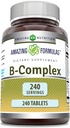 Formules étonnantes Complexe de vitamine B avec 11 éléments nutritifs clés (complément de comprimés) Vitamine B1, B2, B3, B6, B12, Acide folique, Biotine, Choline, Inositol, PABA (240 Nombre)