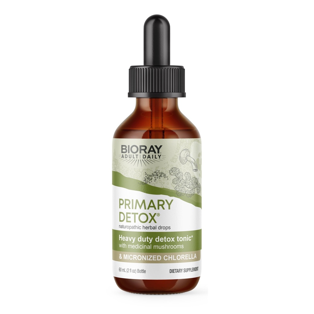 Détox primaire quotidien BIORAY - 2 fl oz - avec champignons médicinaux et Chlorella micronisée - biologique, non OGM, végétarienne, sans gluten - Env. 15 Services