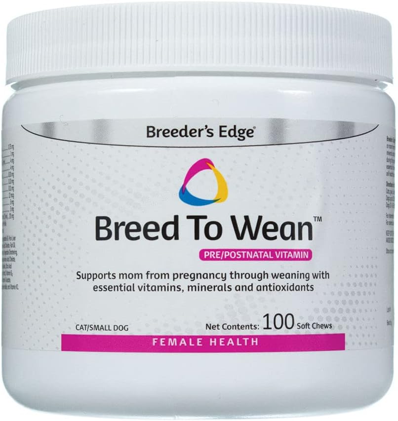 Breeder's Edge Breed to Sean, Prenatal and Postnatal Multivitamin for Dogs & Cats, Supports Enceinte et Allaitement Mamans, Supplément Fournit Antioxydants, Vitamines & Minéraux (100ct Petit Chien & Chat)