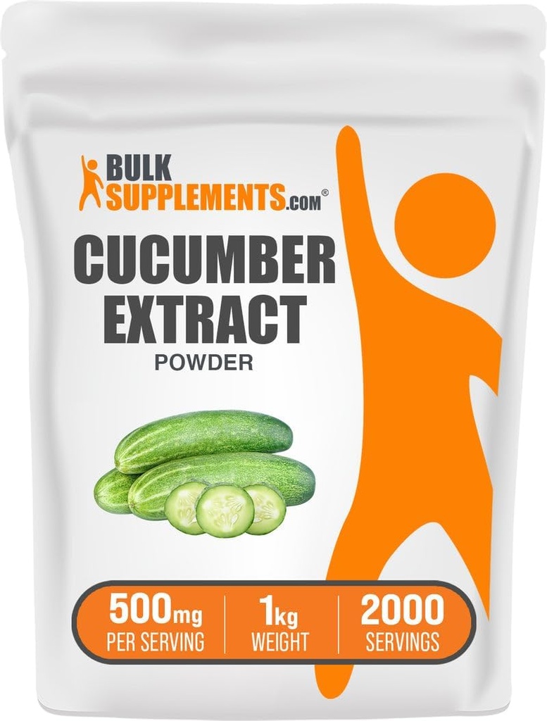 BulkSupplements.com Poudre d'extrait de concombre - Supplément de concombre, pour hydratation - Vegan & Gluten Free, 500mg par portion, 1kg (2,2 lbs) (paquet de 1)