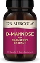 Dr. Mercola D-Mannose et extrait de canneberge, 30 portions (60 capsules), supplément alimentaire, soutient la santé urinaire, non-OGM