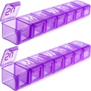 2 Pack Extra Large Weekly Pill Organizer, BPA Free Pill Box 7 Day avec XL Compartiment pour les huiles de poisson, Travel Friendly Medicine Organizer Pill Case pour les vitamines, Suppléments