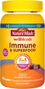 Nature faite Wellblends Immune & Superfood, Gommies de baies aînées avec extrait de cerise d'acérola, plus vitamine C + vitamine D, supplément de soutien immunitaire, 100 vitamines gommy