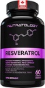 Nutratologie Resvératrol Supplément- Potent Antioxydant Supplément - Anti vieillissement Trans Resvératrol - Augmente la santé cardiovasculaire, la régénération cellulaire et la croissance des cheveux - 60 capsules - 30 portions