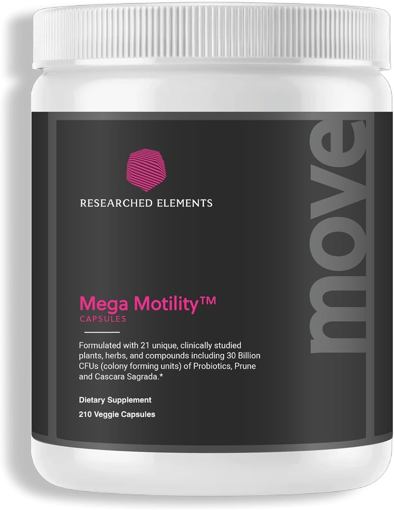 Mega Motility Supplément de santé digestive pour promouvoir la motilité de l'IG - Formulation efficace et propre de prébiotiques et de probiotiques à base de plantes - aide à réduire la constipation, le gaz et le ballonnement (capsule, 60 capsules de légumes)