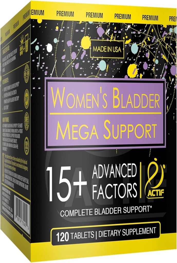 Support de Bladder Mega pour les femmes Actif avec plus de 15 facteurs, non-OGM, pour le contrôle de Bladder et le support de Bladder complet, fabriqué aux États-Unis, 120 comtes
