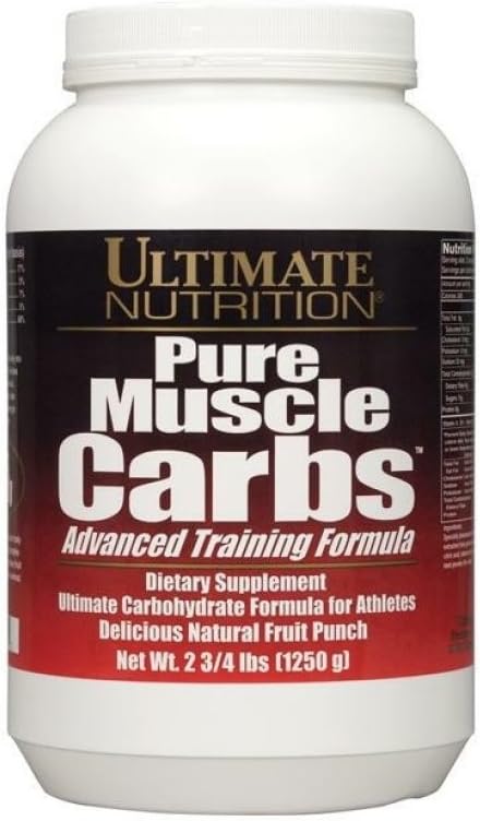 Ultimate Nutrition Carbes musculaires purs - Poudre glucidique complexe pour l'énergie durable - Pas de gras, Pas de cholestérol -Calorie pour les gains musculaires et les athlètes, Punch aux fruits, 2,75 livres